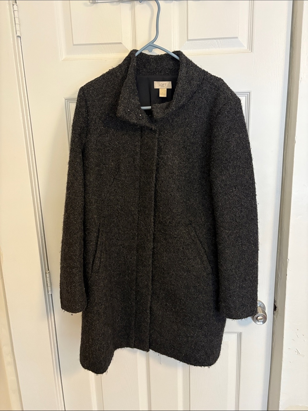 LOFT Charcoal Bouclé Pea Coat